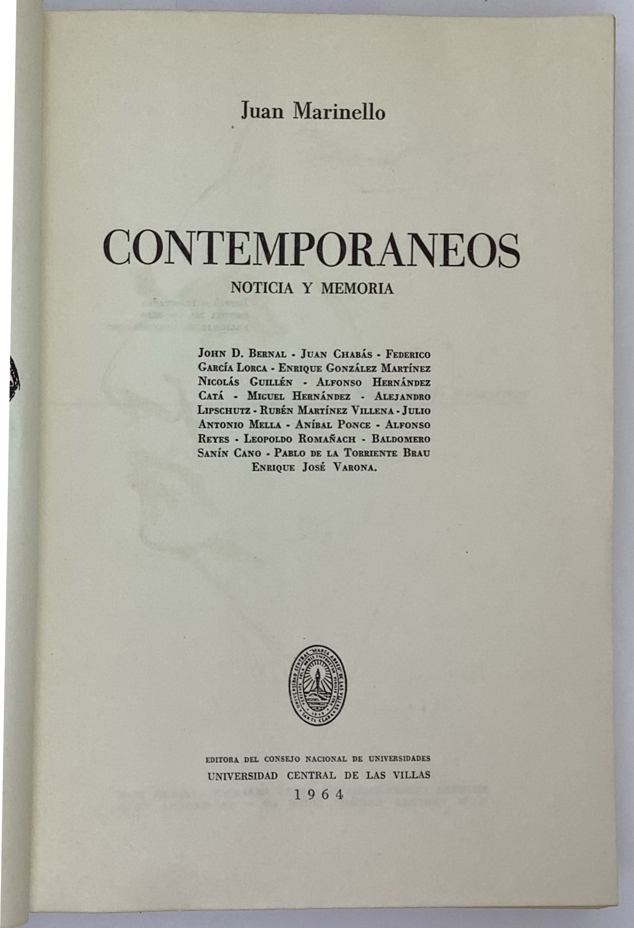 Contempora neos, Juan Marinello