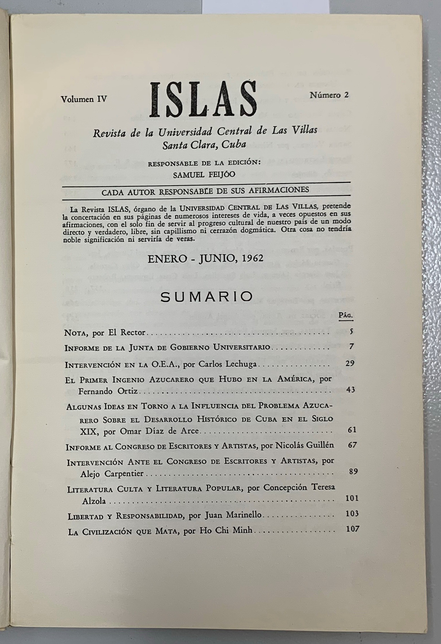 Islas, Samuel Feijoo