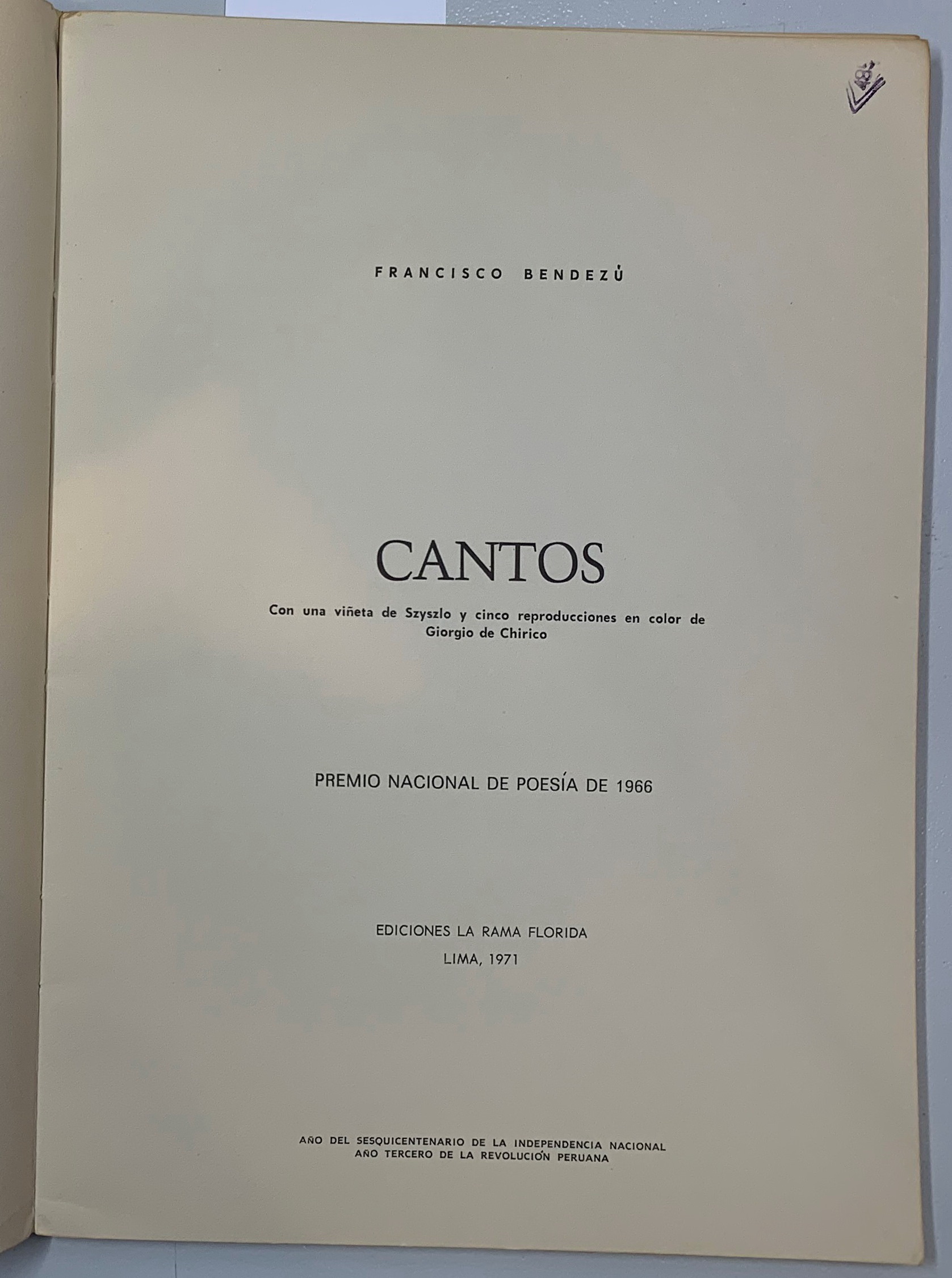 Cantos , Francisco Bendezu