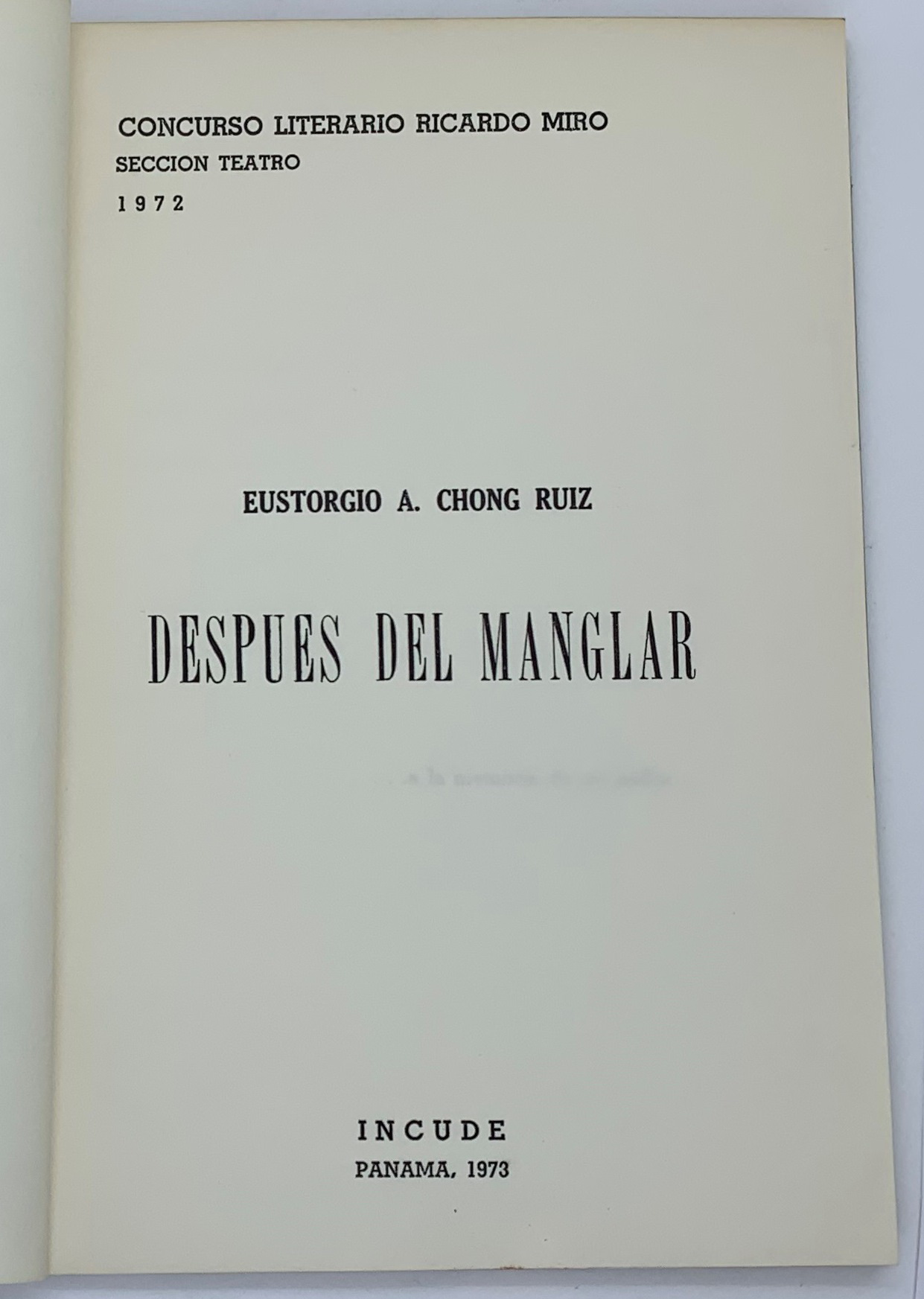 Despues del Manglar, Eustorgio A. Chong Ruiz