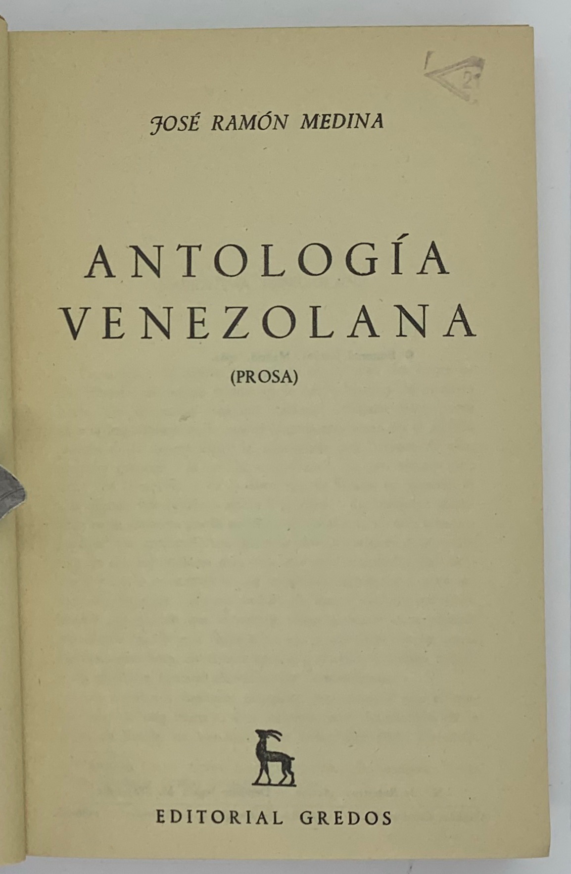 Antologia Venezolana (Prosa), Jose Ramon Medina