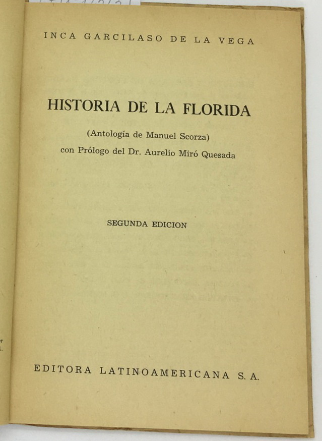 Historia de la Florida, Inca Garcilaso de La Vega