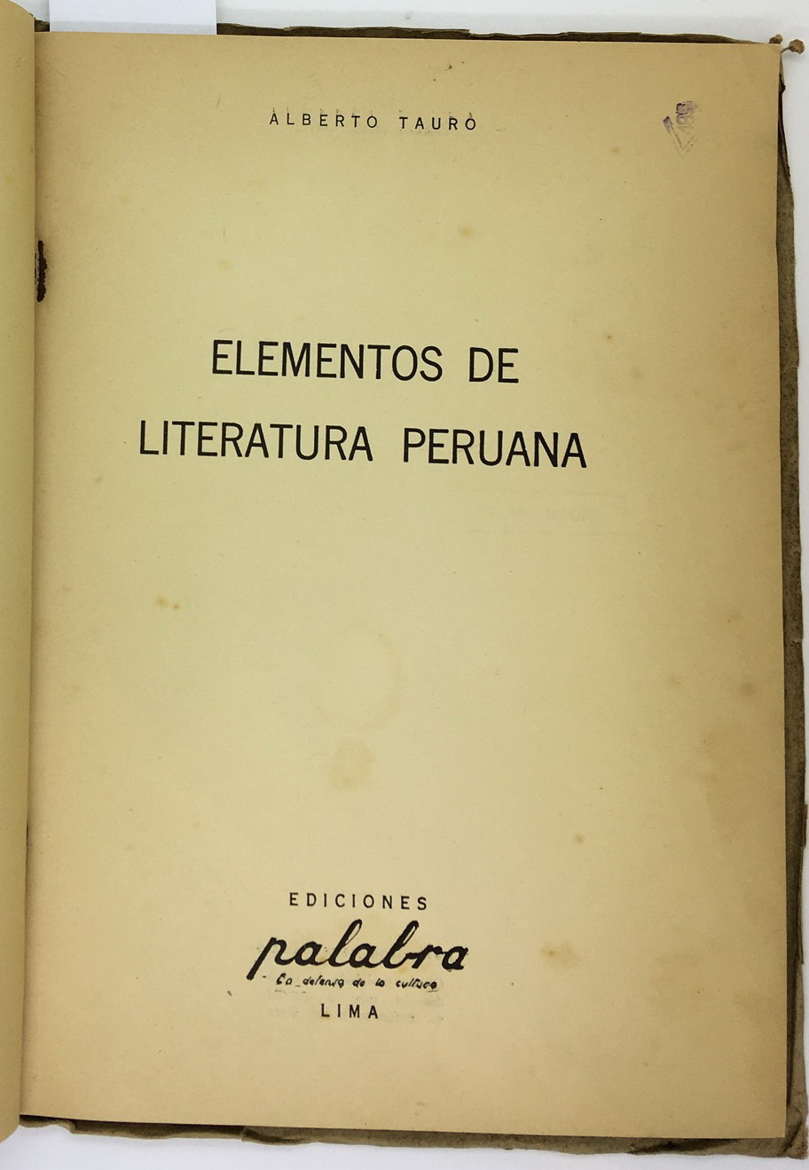 Elementos de Literatura Peruana , Alberto Tauro