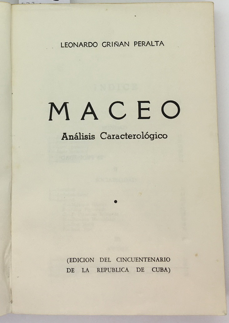 Maceo Analisis Caracterologico, Leonardo Grinan Peralta