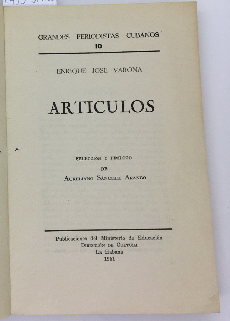 Articulos, Enrique Jose Varona