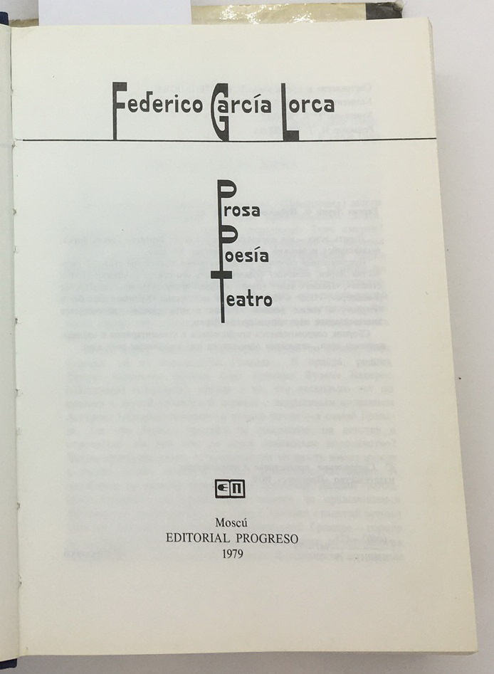 Prosa Poesia Tatro, Federico Garcia Lorca