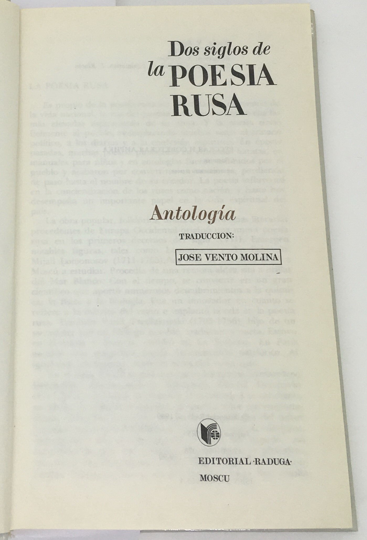 Dos siglos de la Poesia Rusa