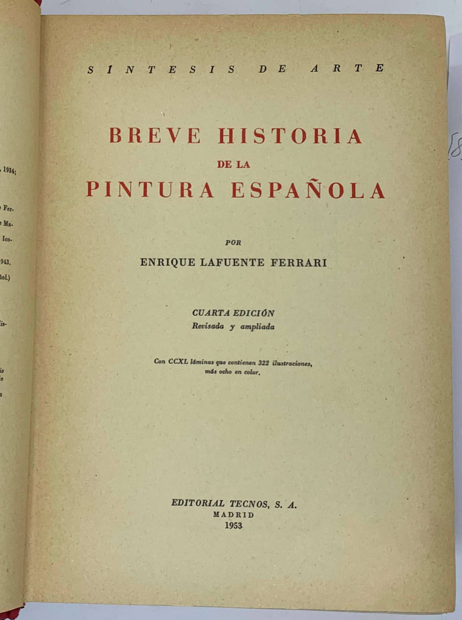 Breve Historia de la Pintura Espanola, Enrique Lafuente Ferrari