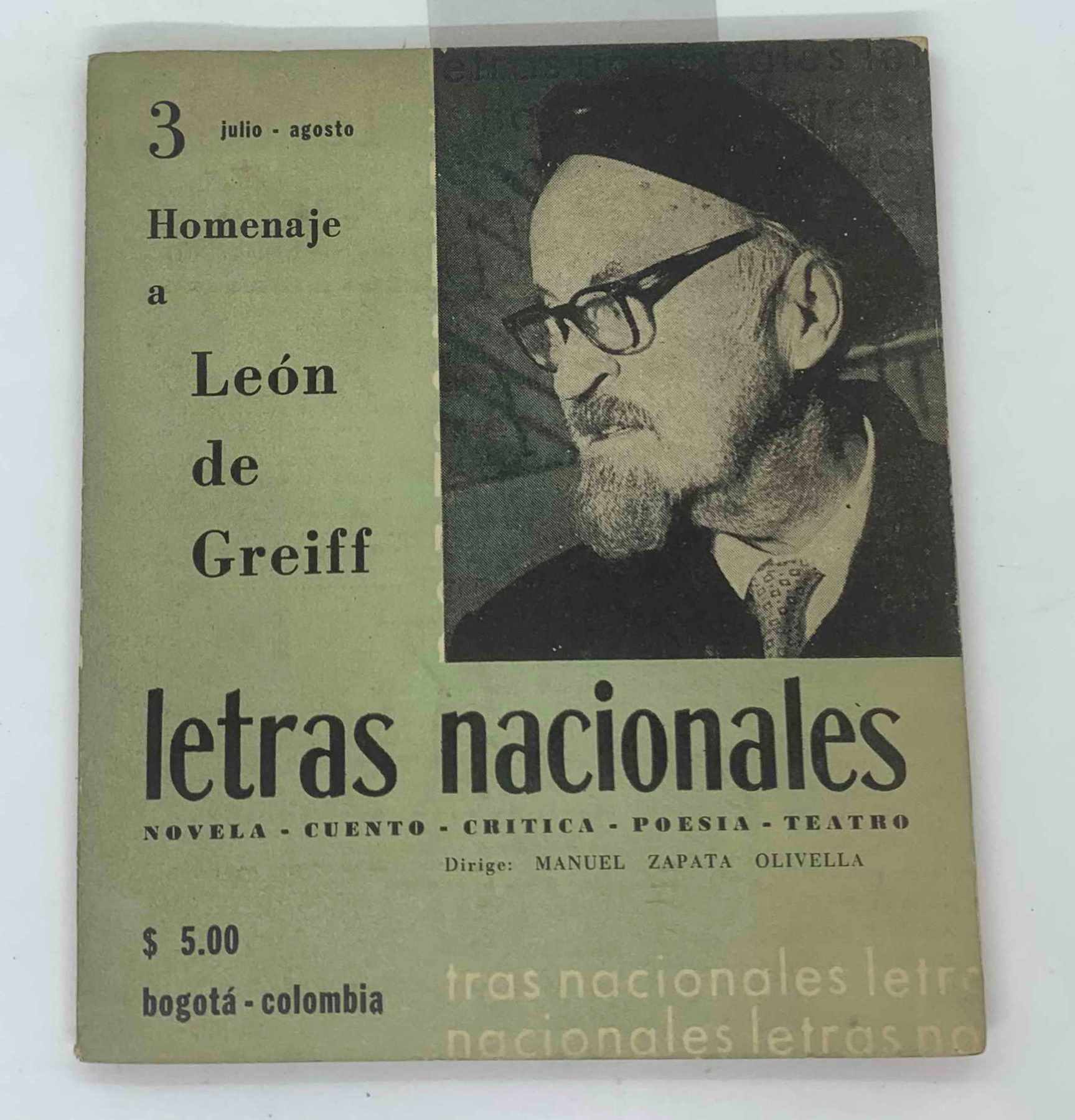 Homenaje a León de Greiff Letras Nacionales Novela